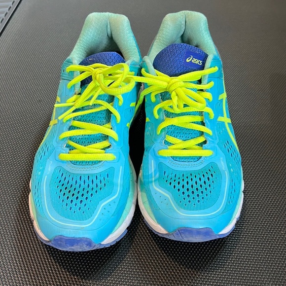 ASICS Gel Kayano 22 Running Shoe Blue Yellow Size 9 - Picture 9 of 10